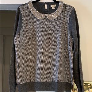 J.Crew Bedazzled Peter Pan Collar Sweater